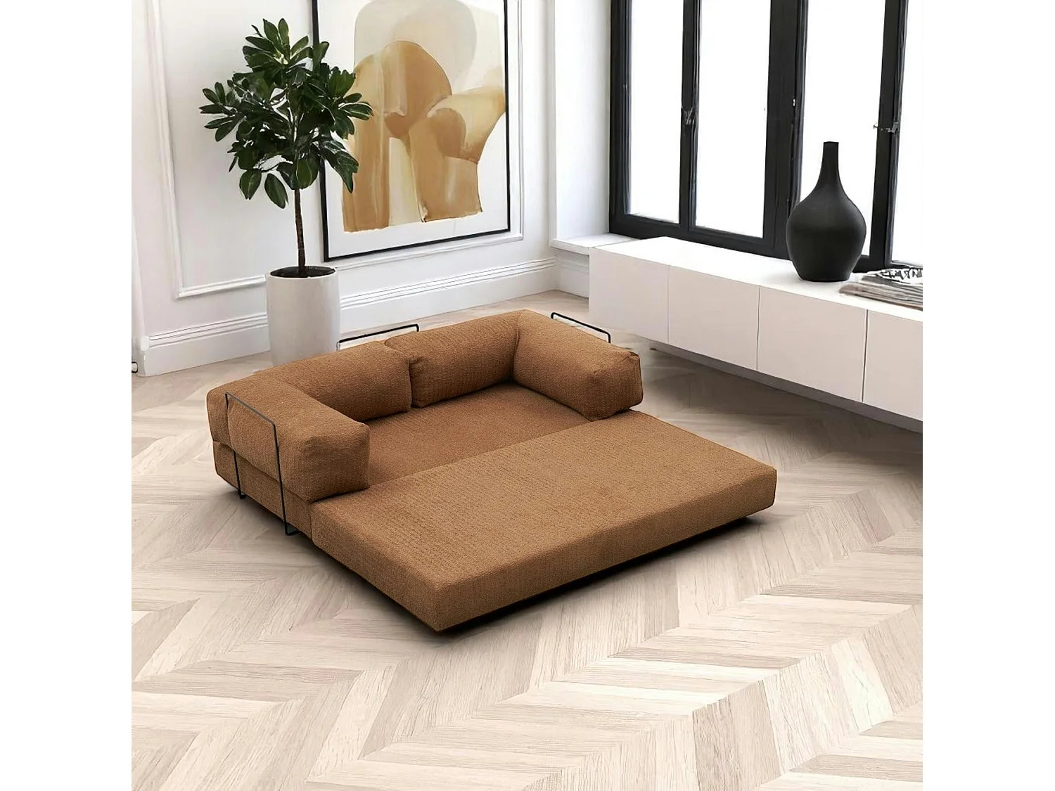 Canapé-lit marron confort, 190 cm ALTEA