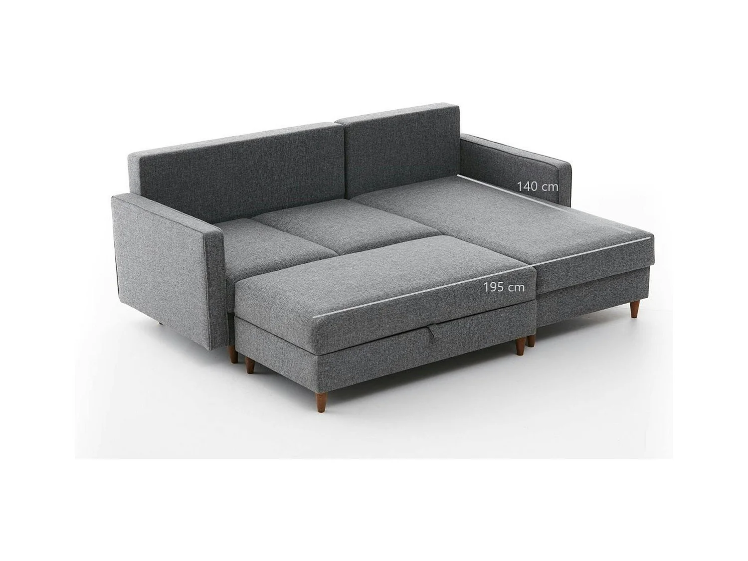 Canapé d'angle convertible gris - côté droit COMO