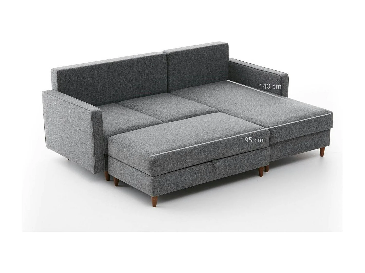 Canapé d'angle convertible gris - côté droit COMO