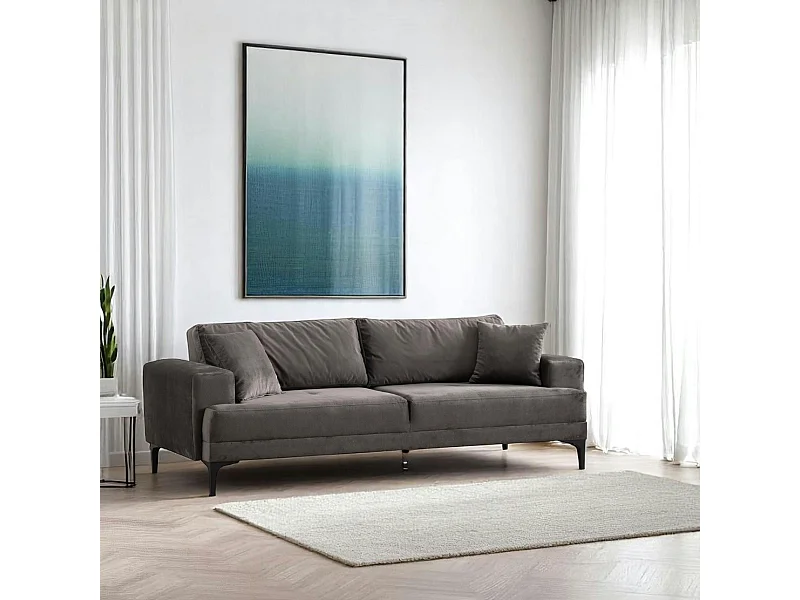 Canapé 3 places anthracite avec couchage d’appoint JACA