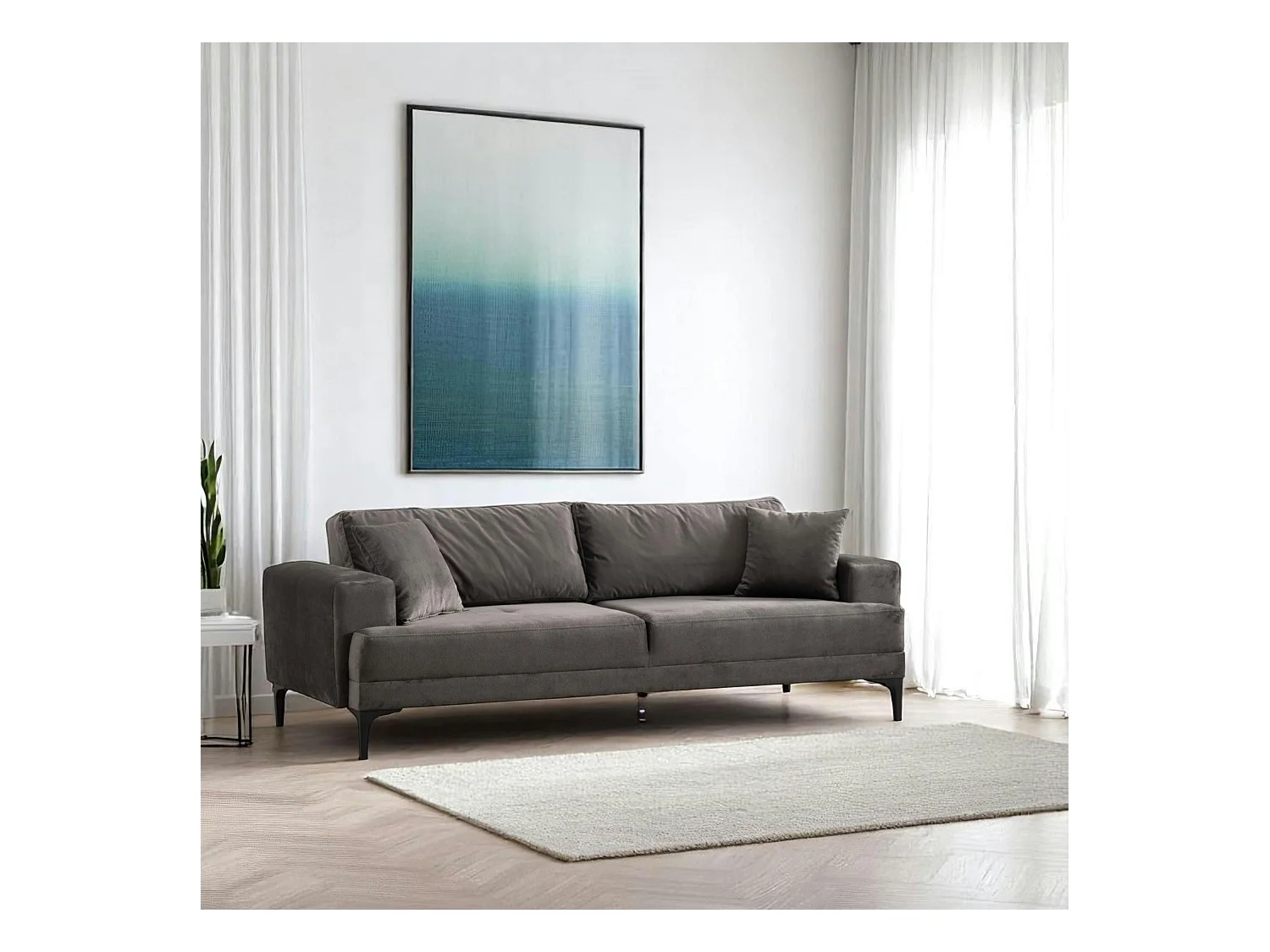 Canapé 3 places anthracite avec couchage d’appoint JACA