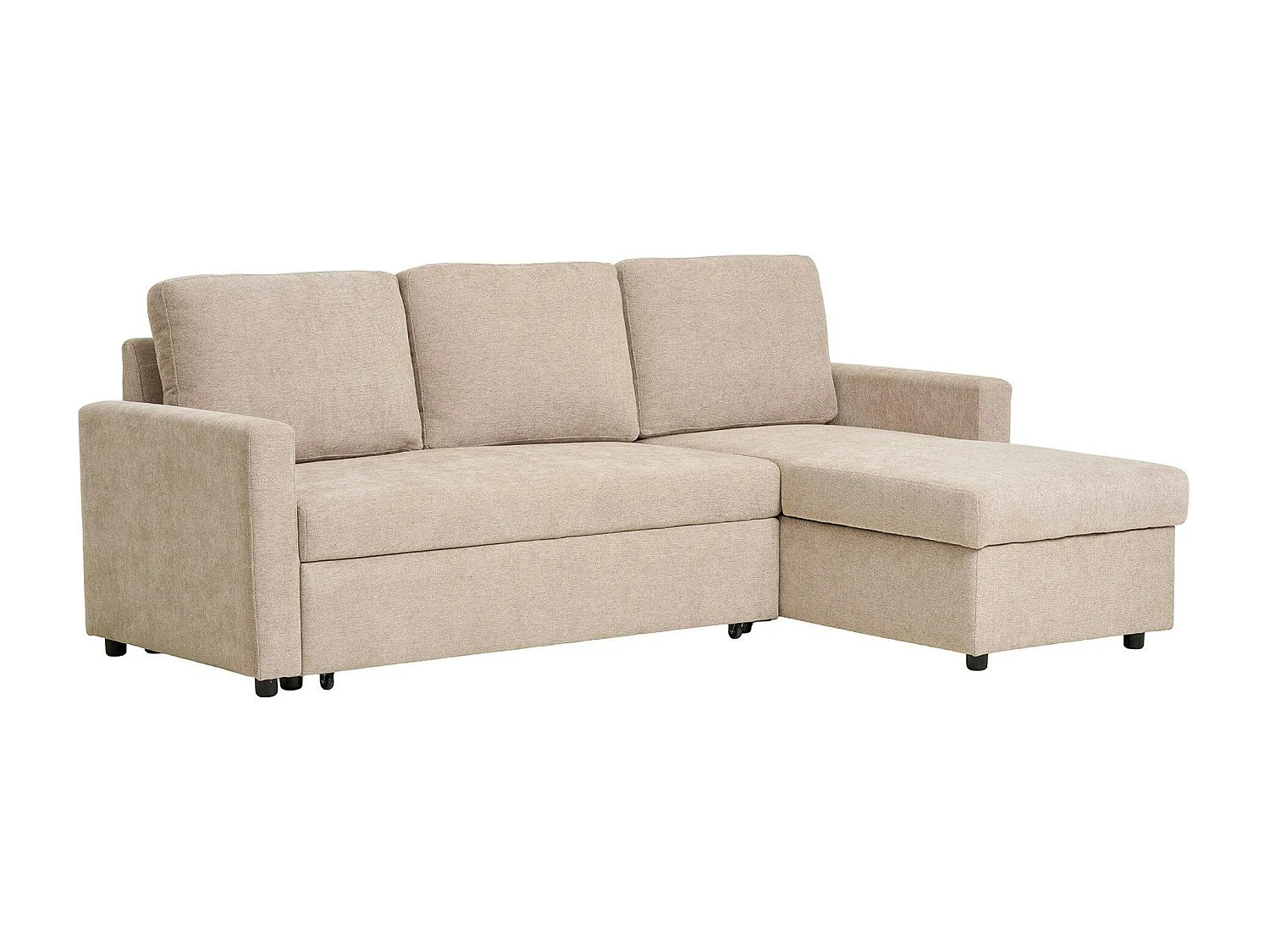 Canapé-lit 3 places beige avec méridienne coffre BERLIN