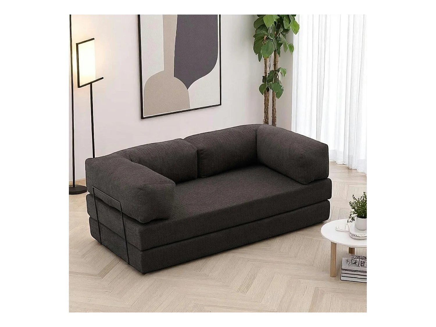 Canapé-lit anthracite confort, 190 cm ALTEA