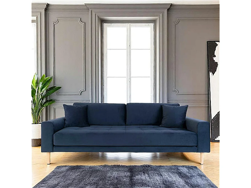 Canapé 3 places bleu nuit - velours, AMSTERDAM