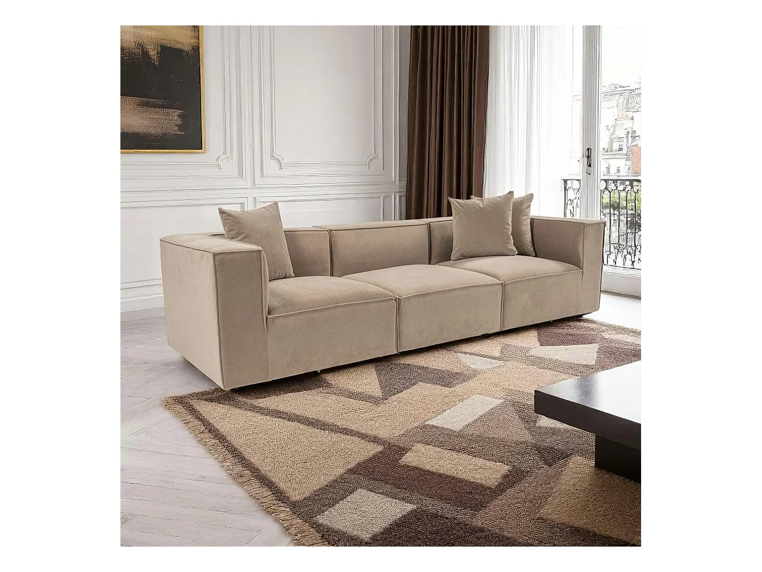 Canapé en lin 3 places - taupe COLLIOURE