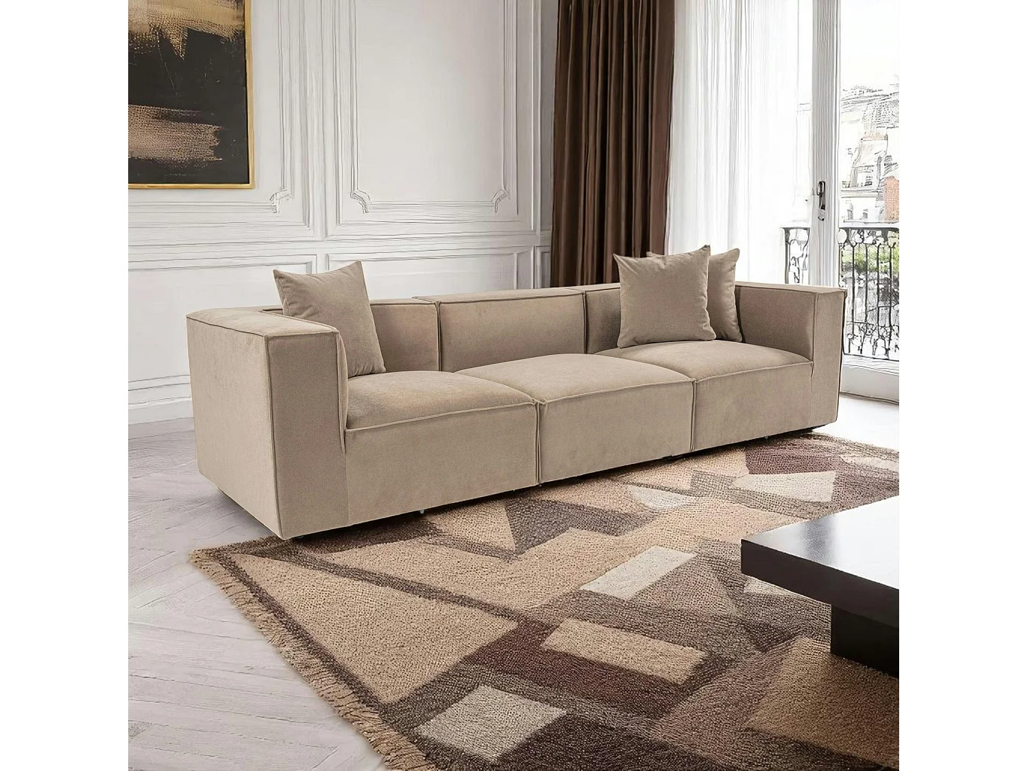 Canapé en lin 3 places - taupe COLLIOURE