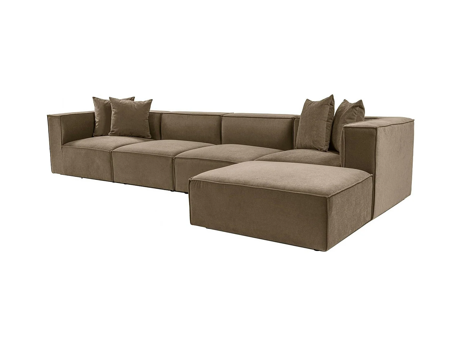 Canapé 5 places en lin marron - avec pouf COLLIOURE