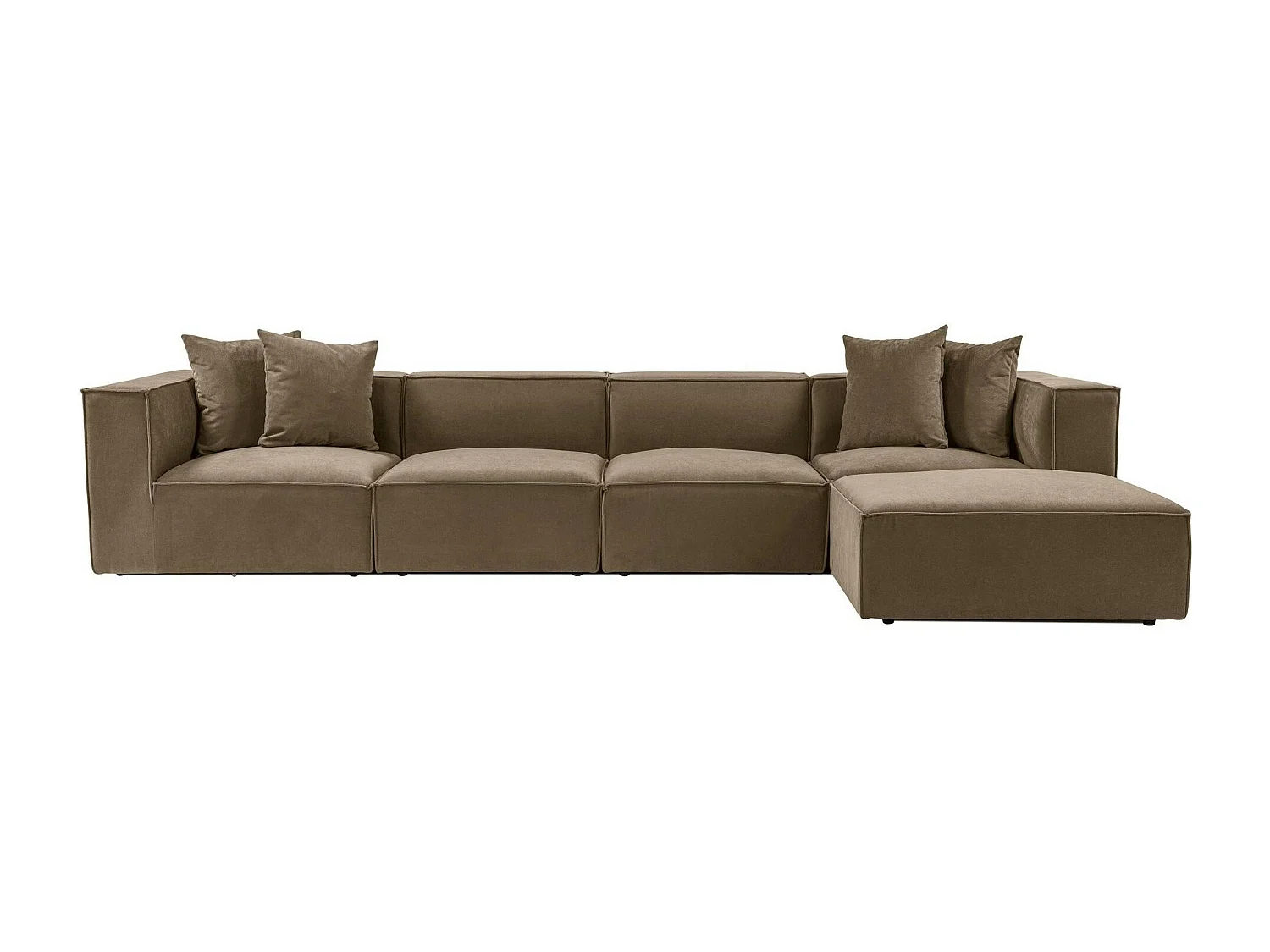 Canapé 5 places en lin marron - avec pouf COLLIOURE