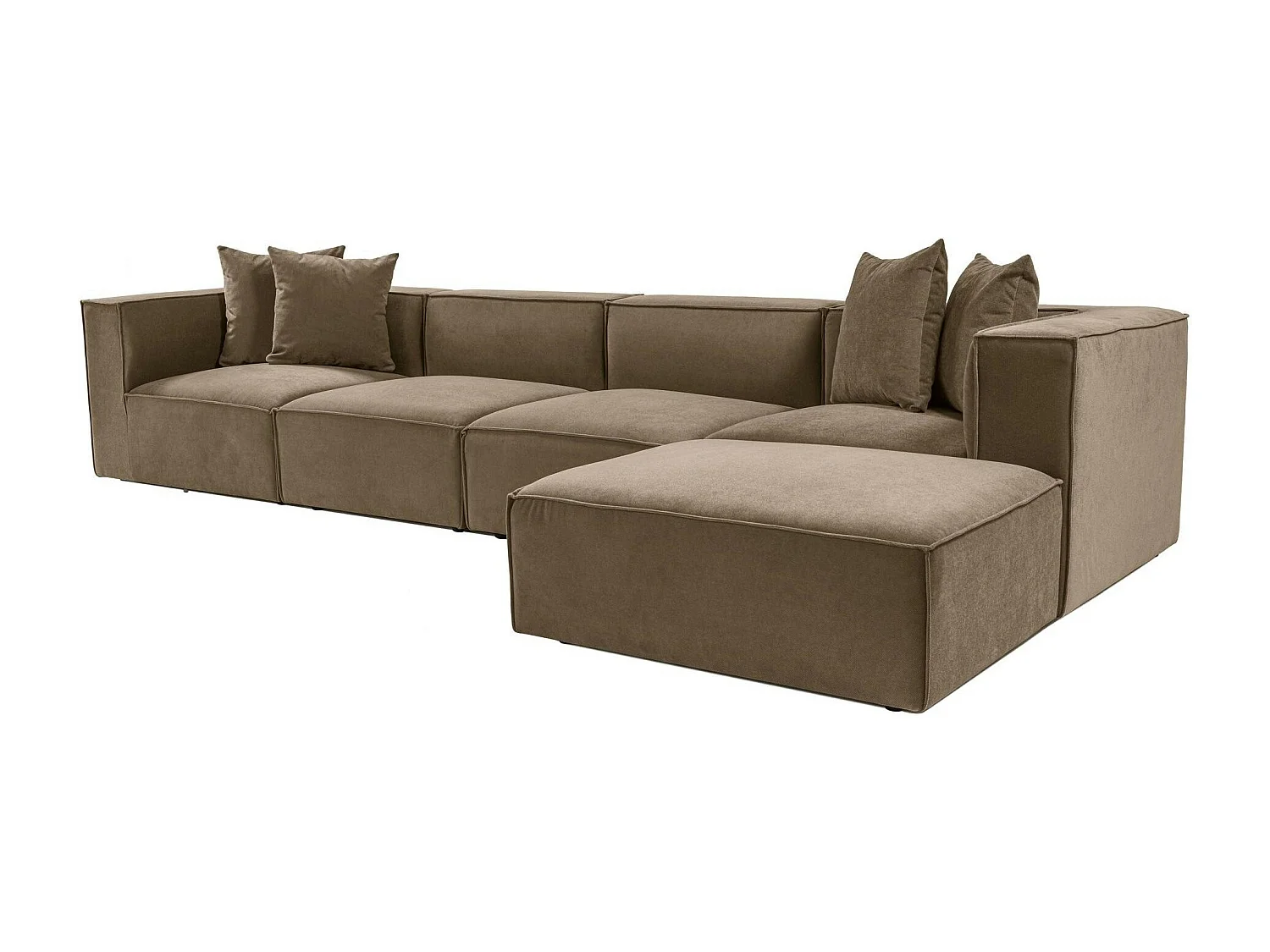 Canapé 5 places en lin marron - avec pouf COLLIOURE