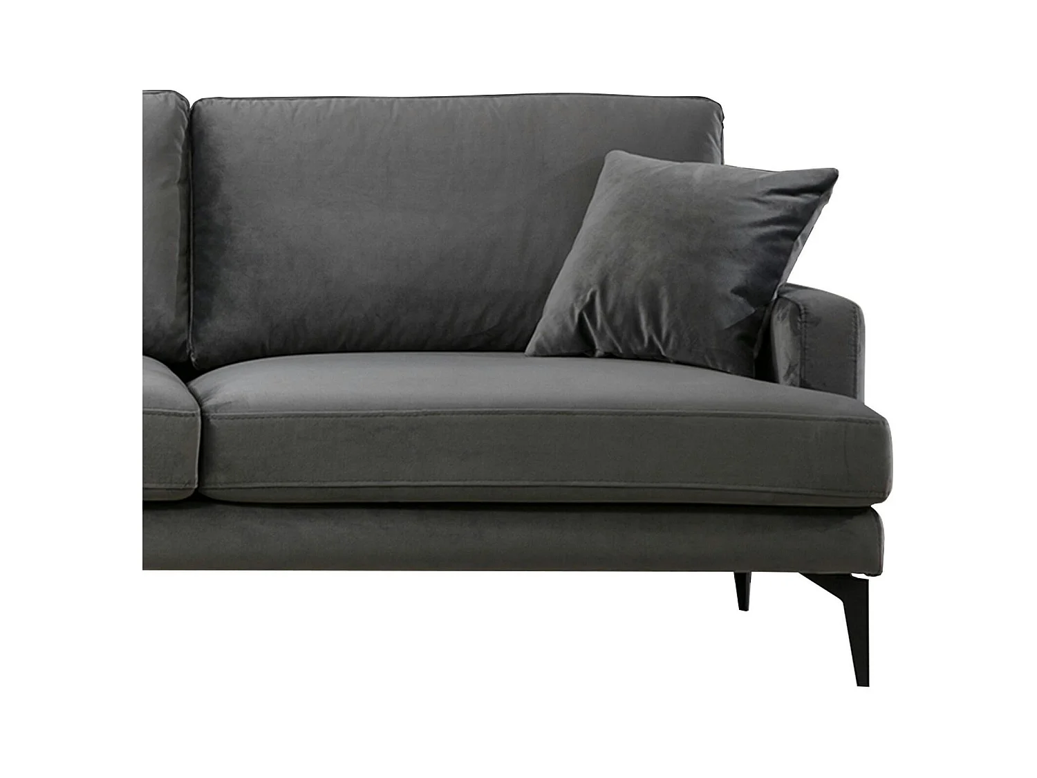 Canapé d'angle gris en velours - côté gauche SEATTLE