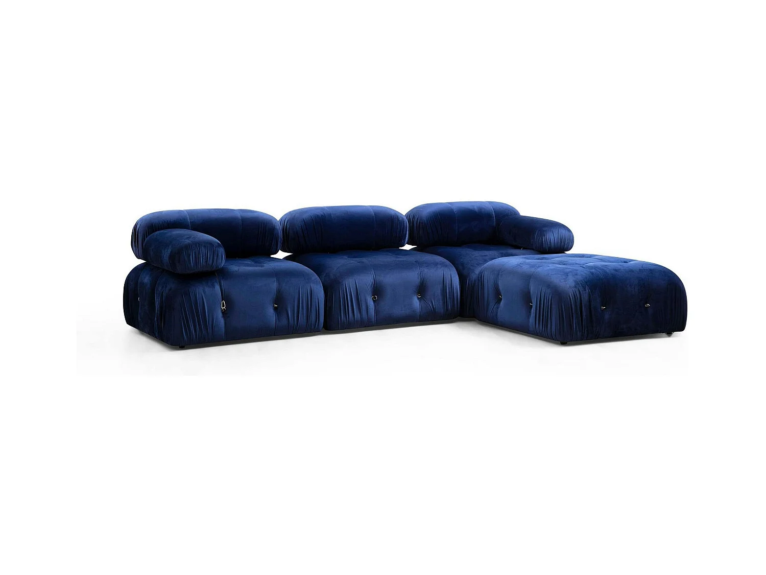 Canapé d'angle modulable bleu nuit - tissu velours RONDA