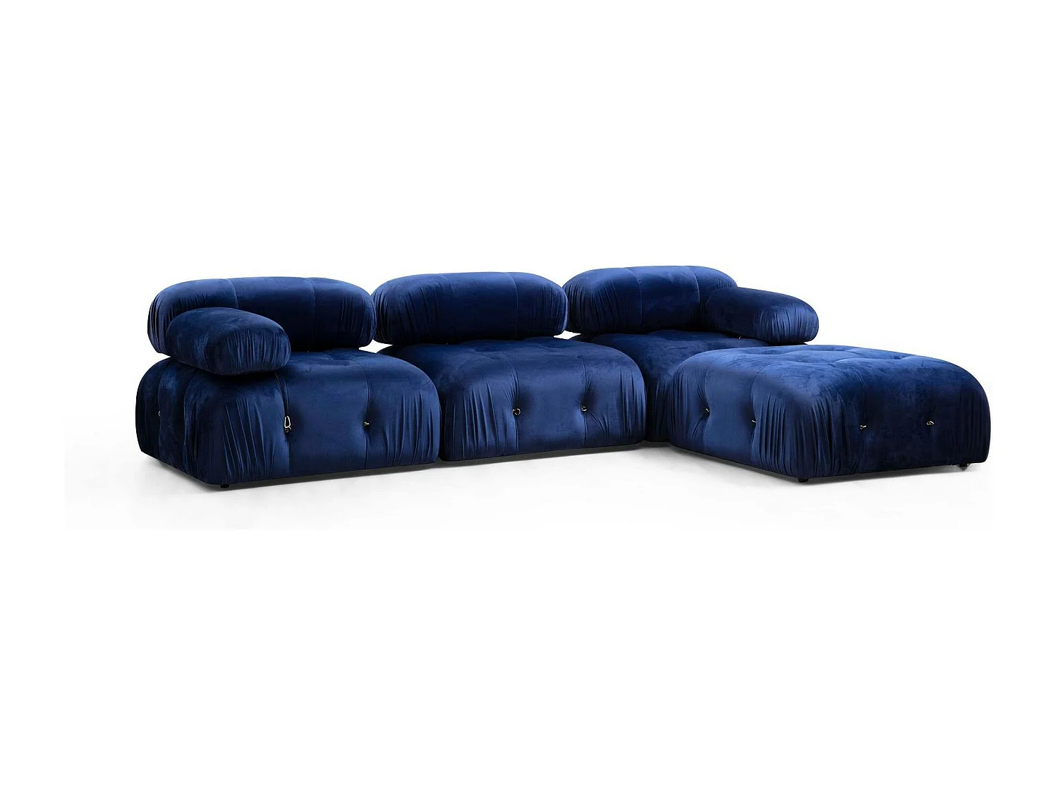 Canapé d'angle modulable bleu nuit - tissu velours RONDA
