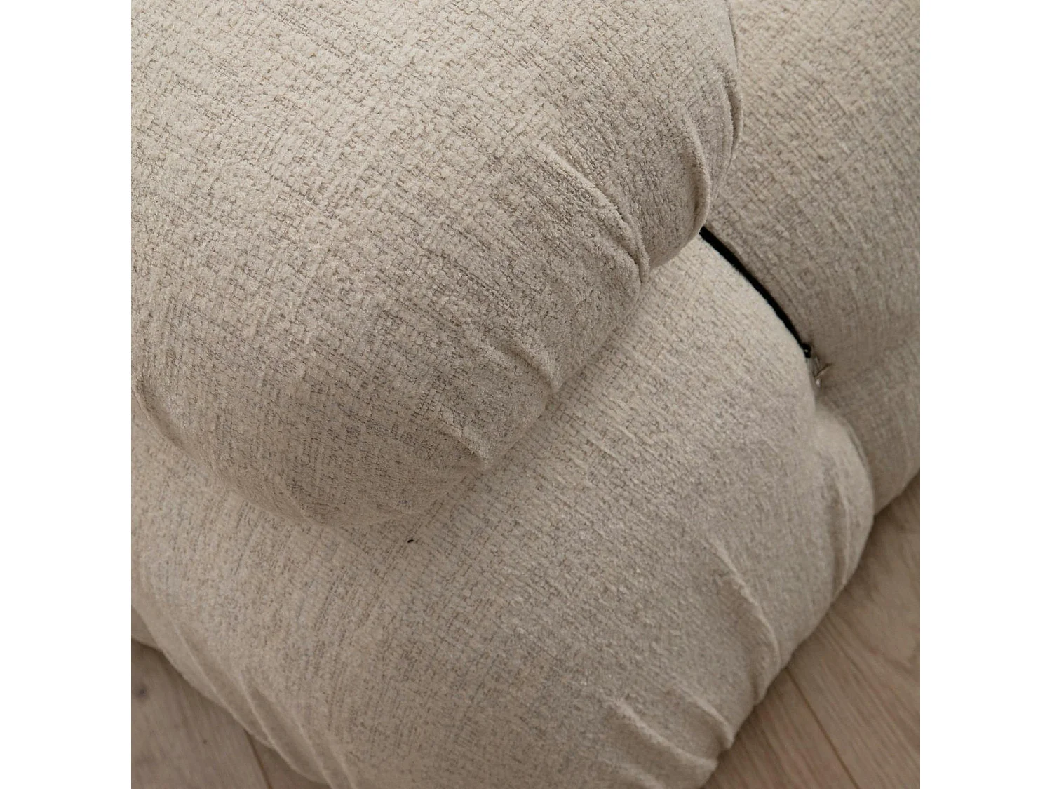 Canapé d'angle modulable beige - tissu bouclette RONDA