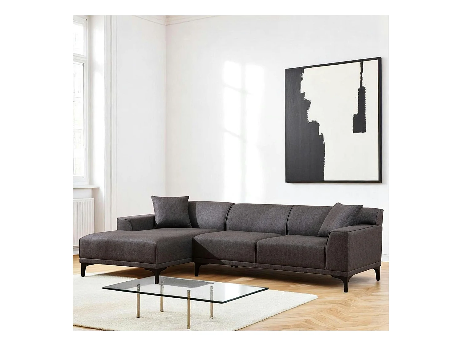 Canapé d'angle gris anthracite - côté gauche ORSAY