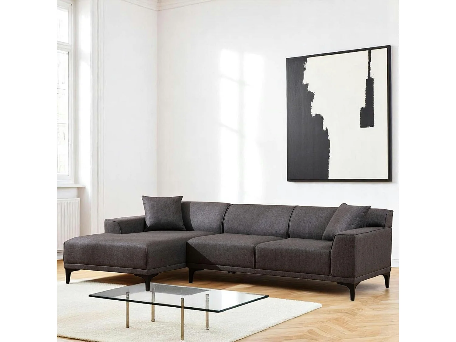 Canapé d'angle gris anthracite - côté gauche ORSAY