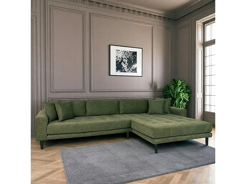 Canapé d'angle vert nature - côté droit, 290 cm AMSTERDAM