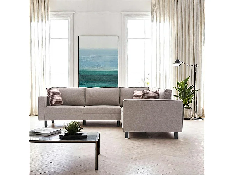 Canapé d’angle réversible beige - pieds droits CORTONA