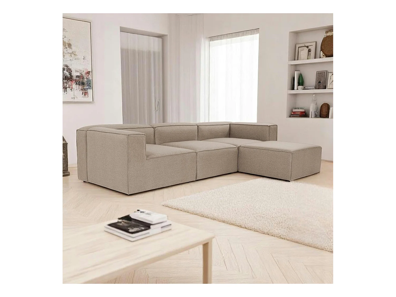 Canapé d'angle modulable taupe - côté droit SPELLO