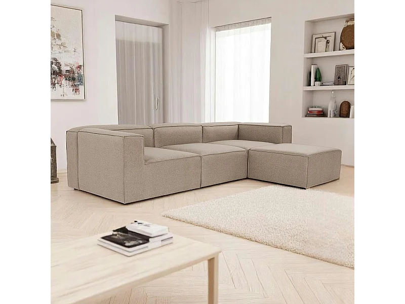 Canapé d'angle modulable taupe - côté droit SPELLO