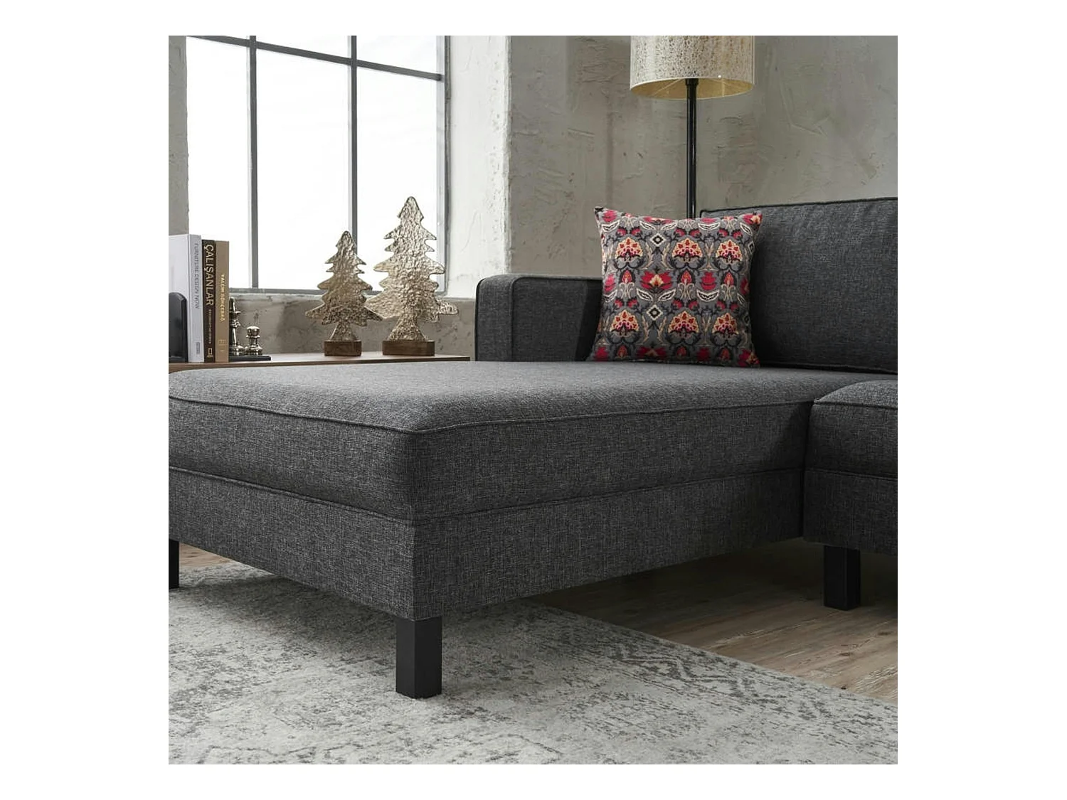 Canapé d'angle anthracite - côté gauche CORTONA