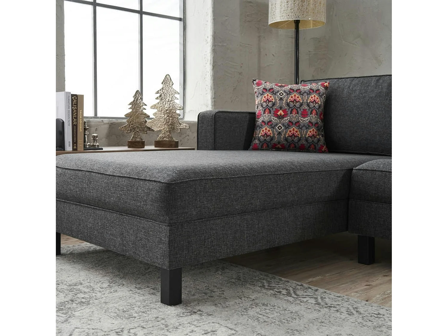 Canapé d'angle anthracite - côté gauche CORTONA