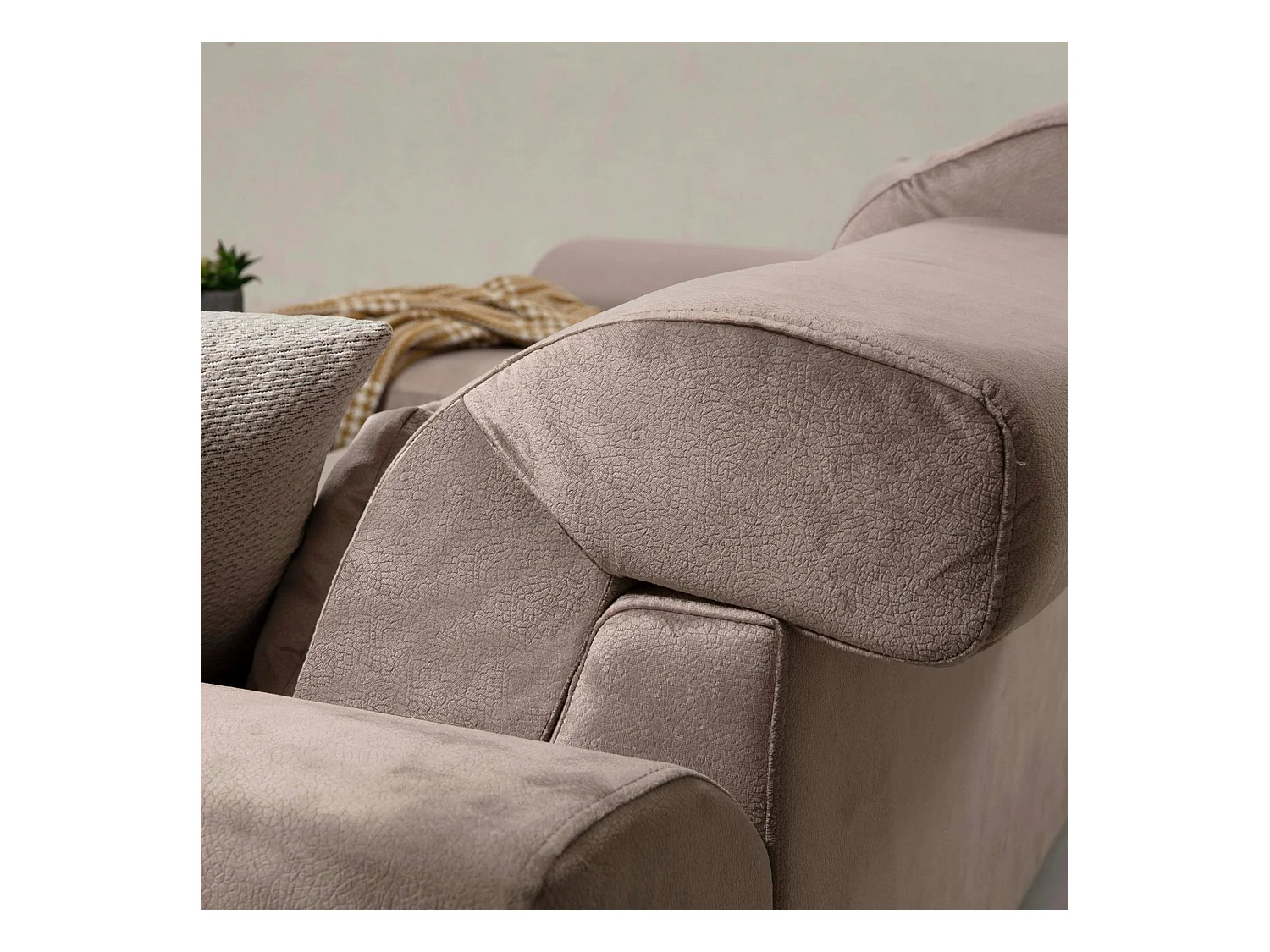 Canapé d'angle beige - dossier inclinable, côté gauche MILO