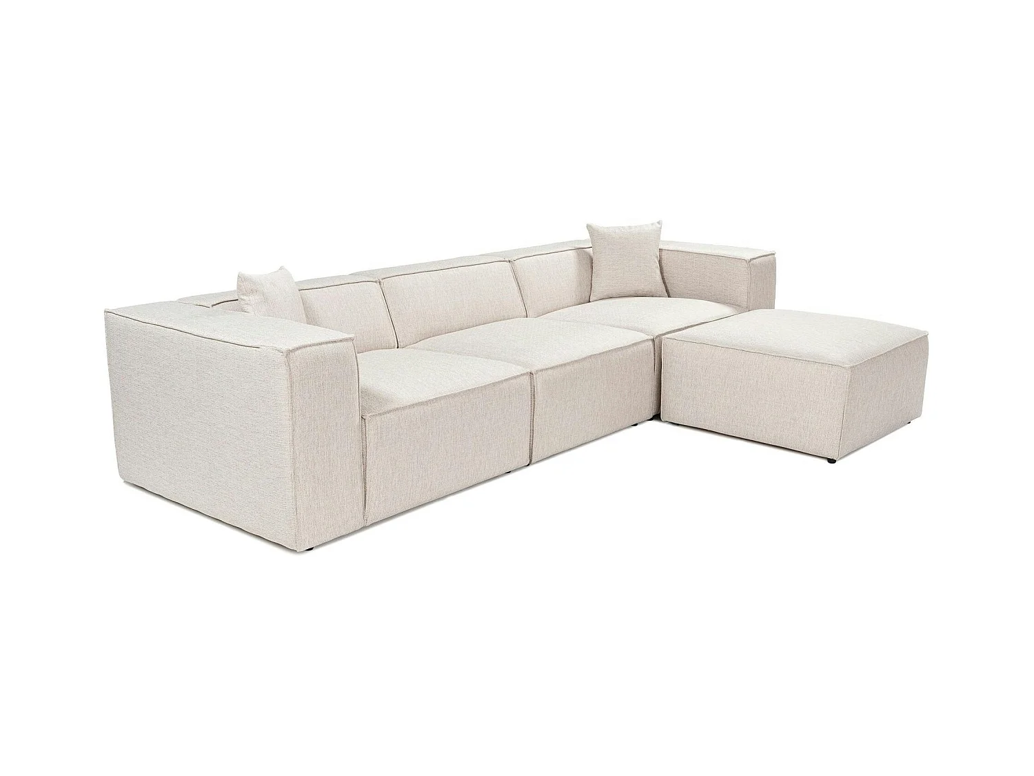 Canapé d'angle modulable écru - tissu lin OSTUNI