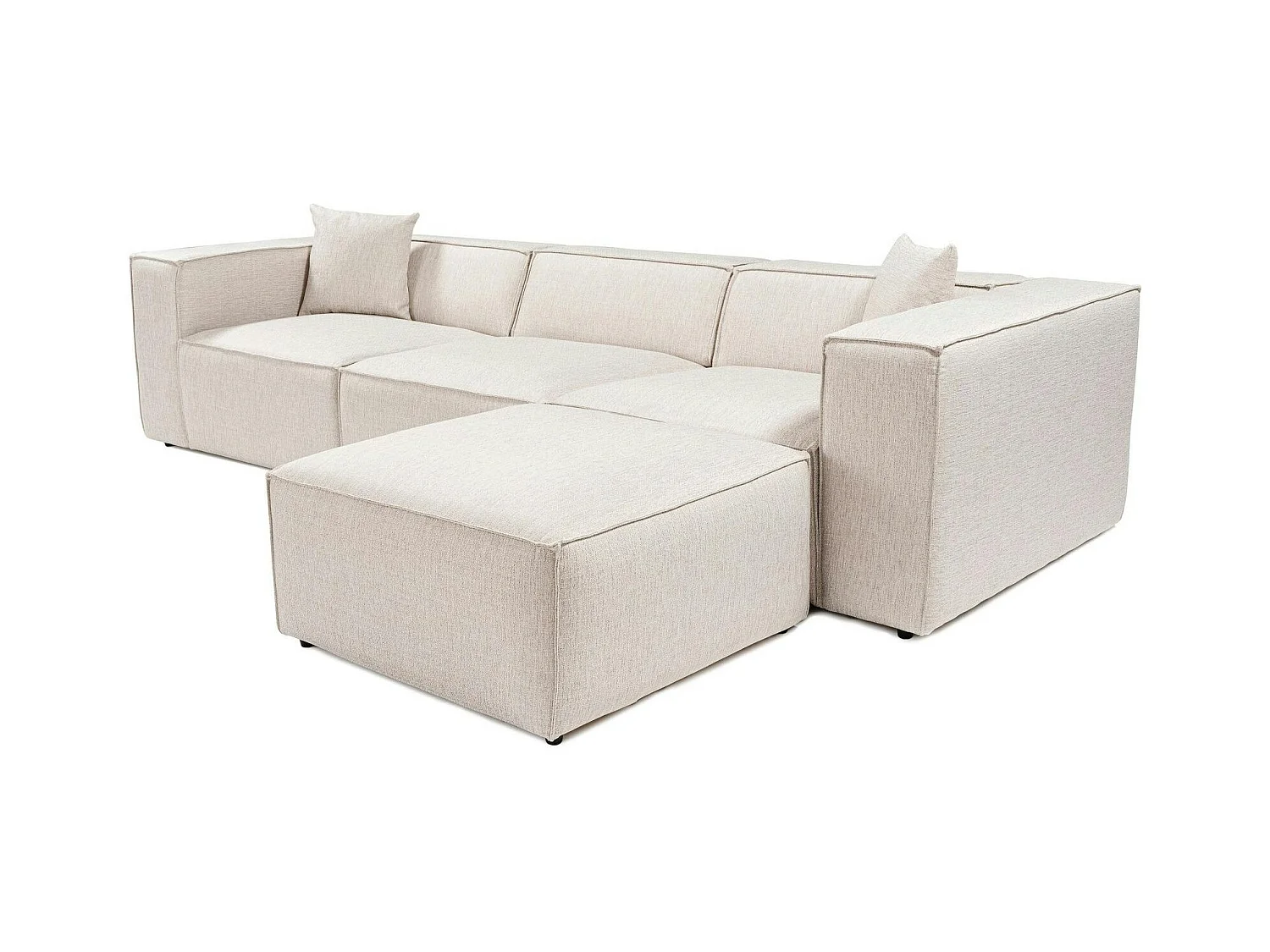 Canapé d'angle modulable écru - tissu lin OSTUNI