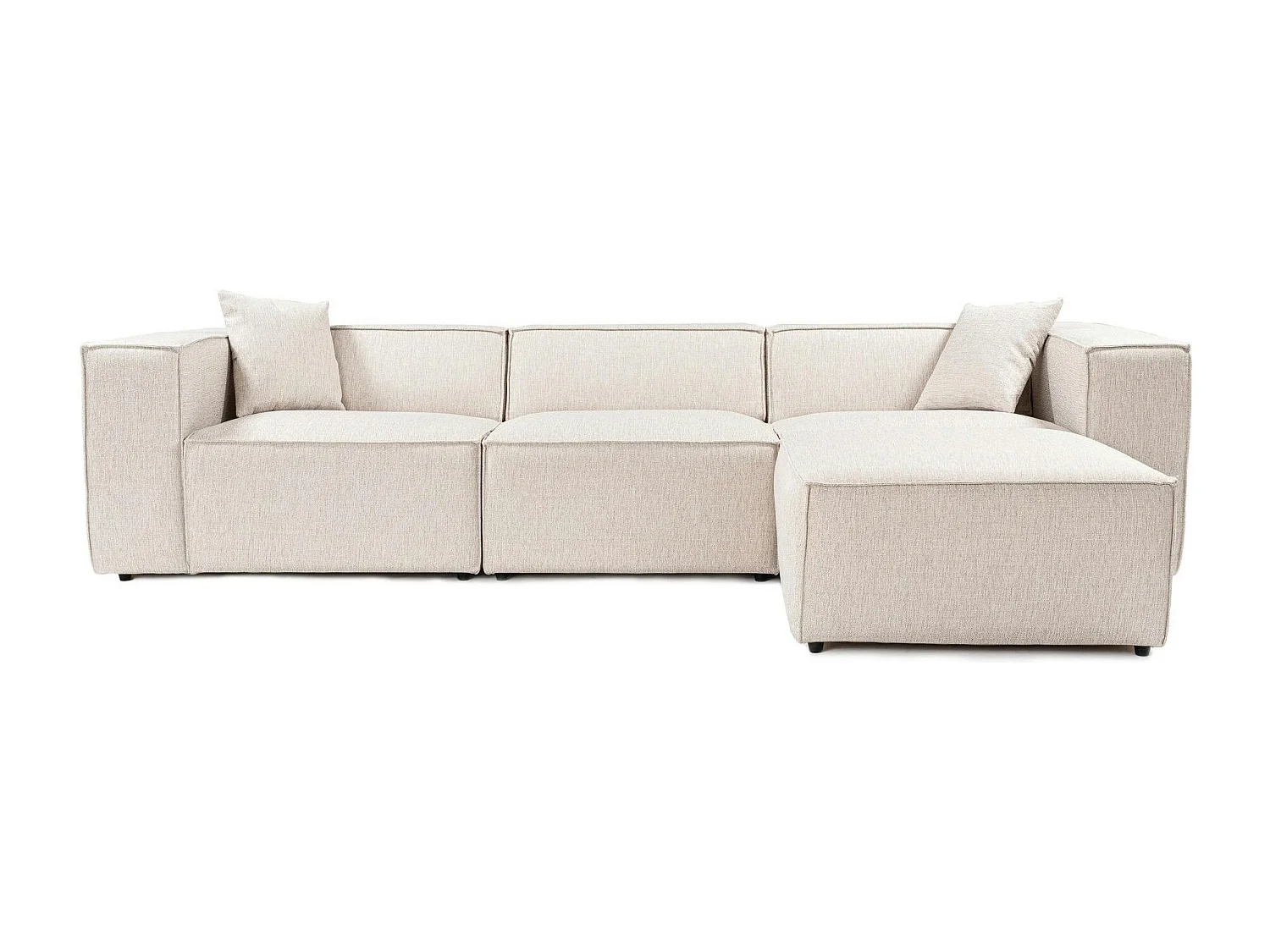 Canapé d'angle modulable écru - tissu lin OSTUNI