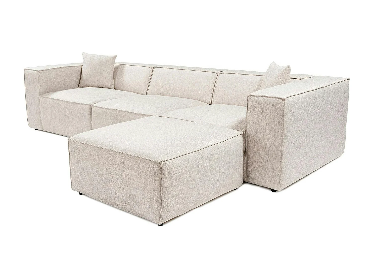 Canapé d'angle modulable écru - tissu lin OSTUNI