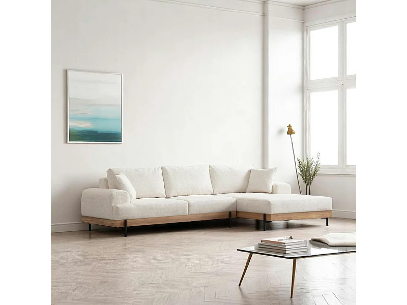 Canapé d'angle blanc - accoudoirs larges, côté droit TROPEA