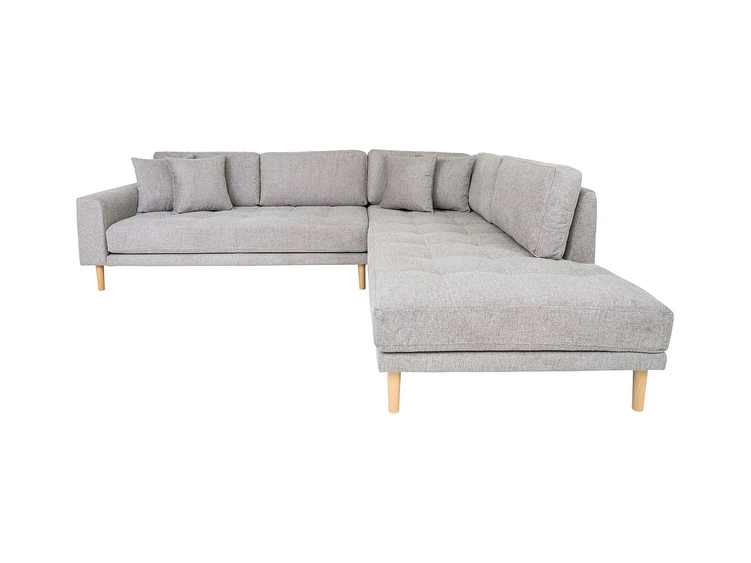 Canapé d'angle gris clair - pieds bois, côté droit AMSTERDAM