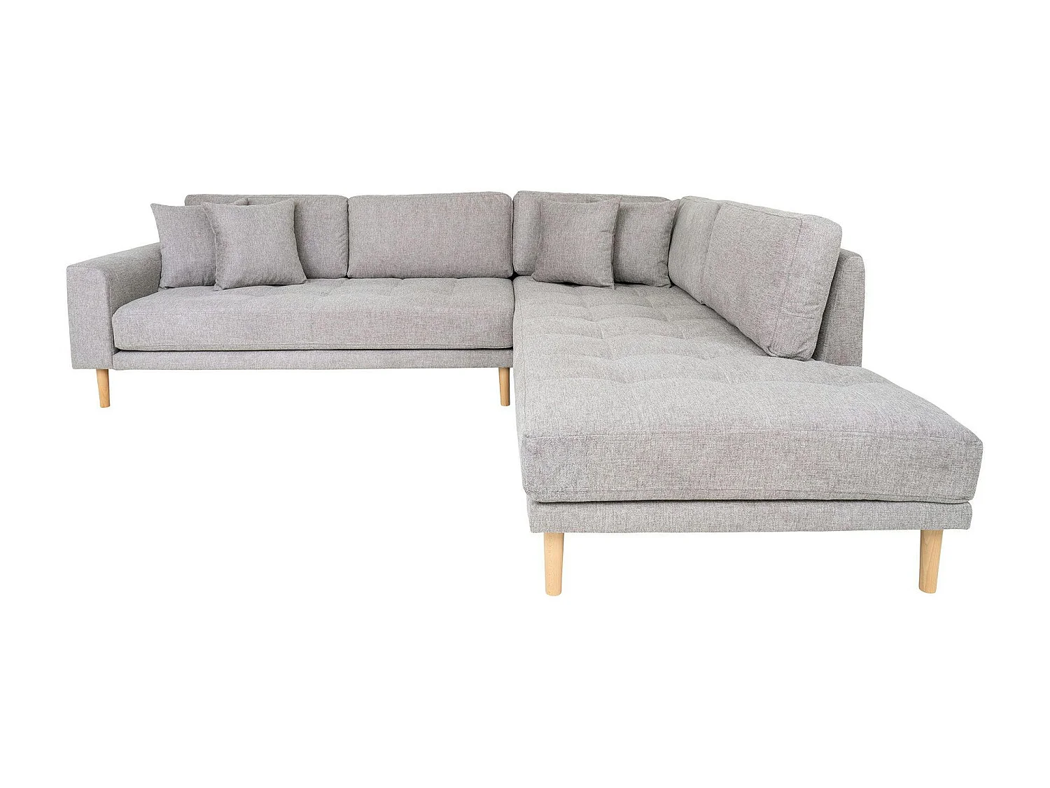 Canapé d'angle gris clair - pieds bois, côté droit AMSTERDAM