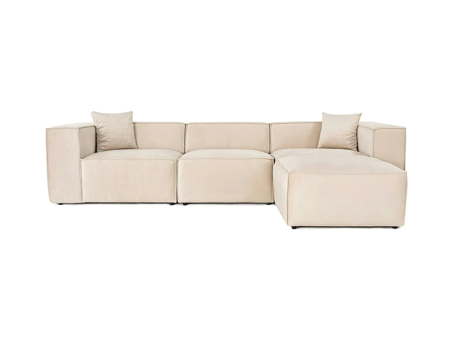 Canapé d'angle modulable beige, tissu lin OSTUNI