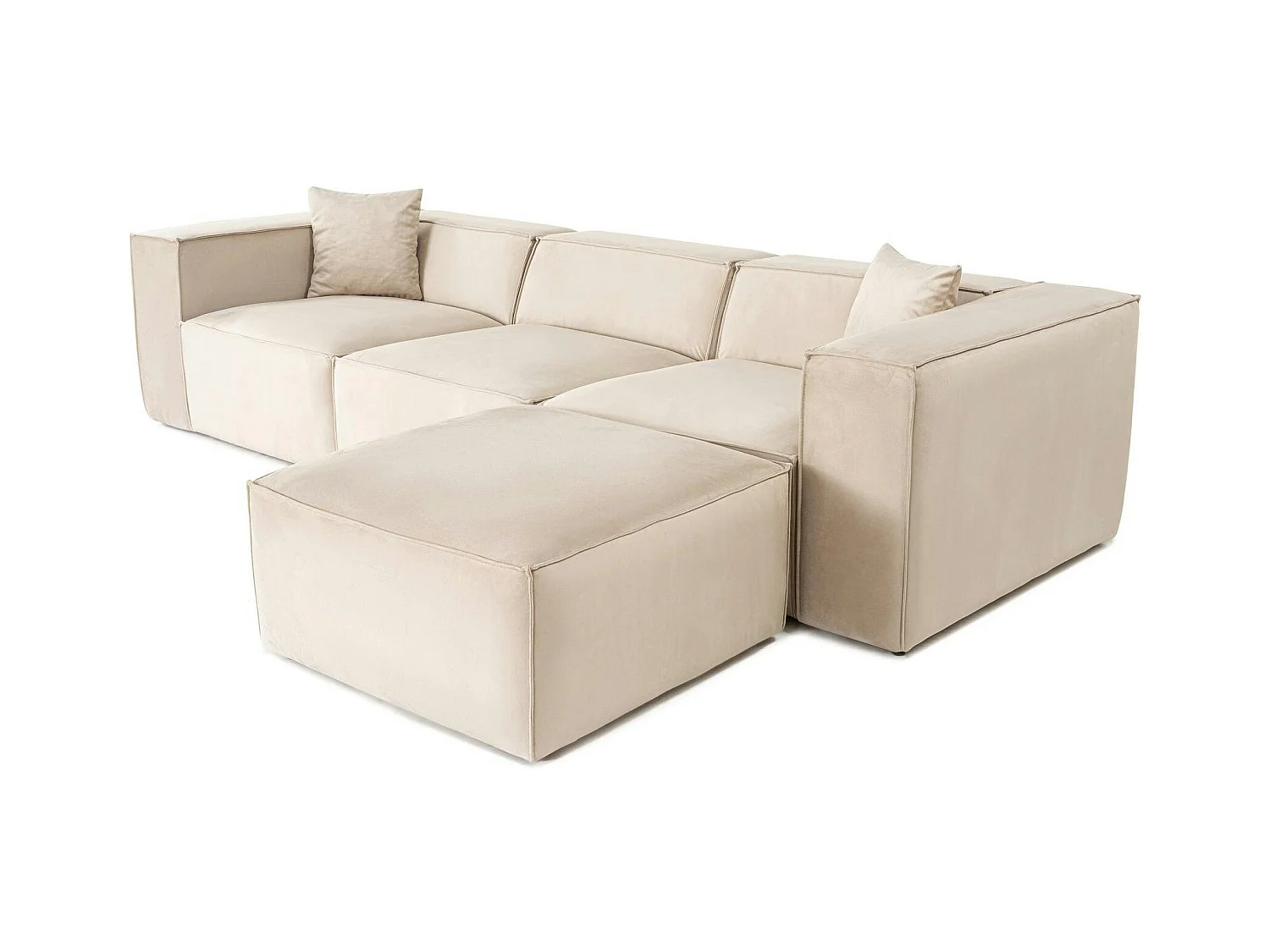 Canapé d'angle modulable beige, tissu lin OSTUNI