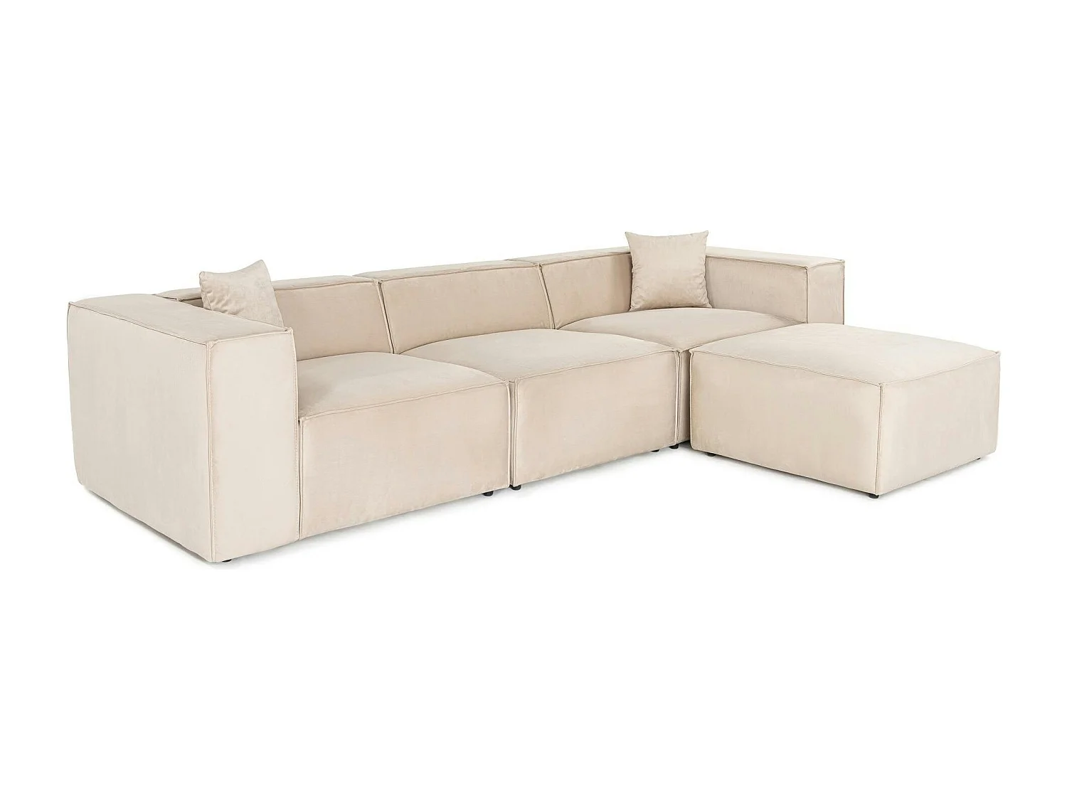 Canapé d'angle modulable beige, tissu lin OSTUNI