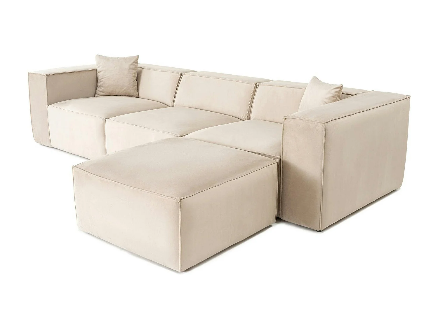 Canapé d'angle modulable beige, tissu lin OSTUNI