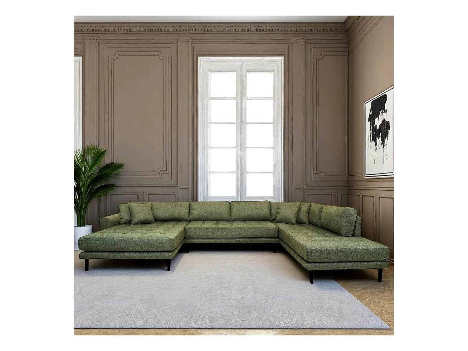 Canapé panoramique vert nature - côté gauche AMSTERDAM