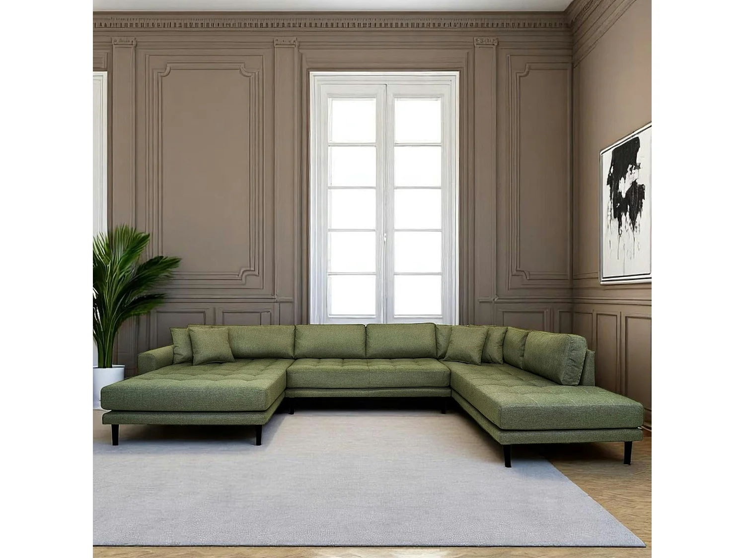Canapé panoramique vert nature - côté gauche AMSTERDAM