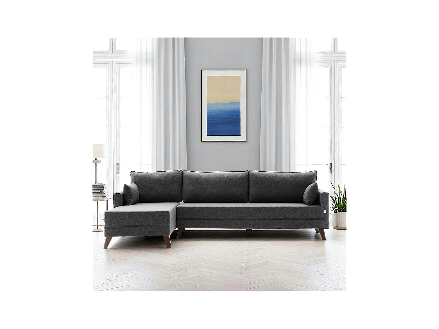 Canapé d'angle anthracite - 275 cm, côté gauche SPLIT