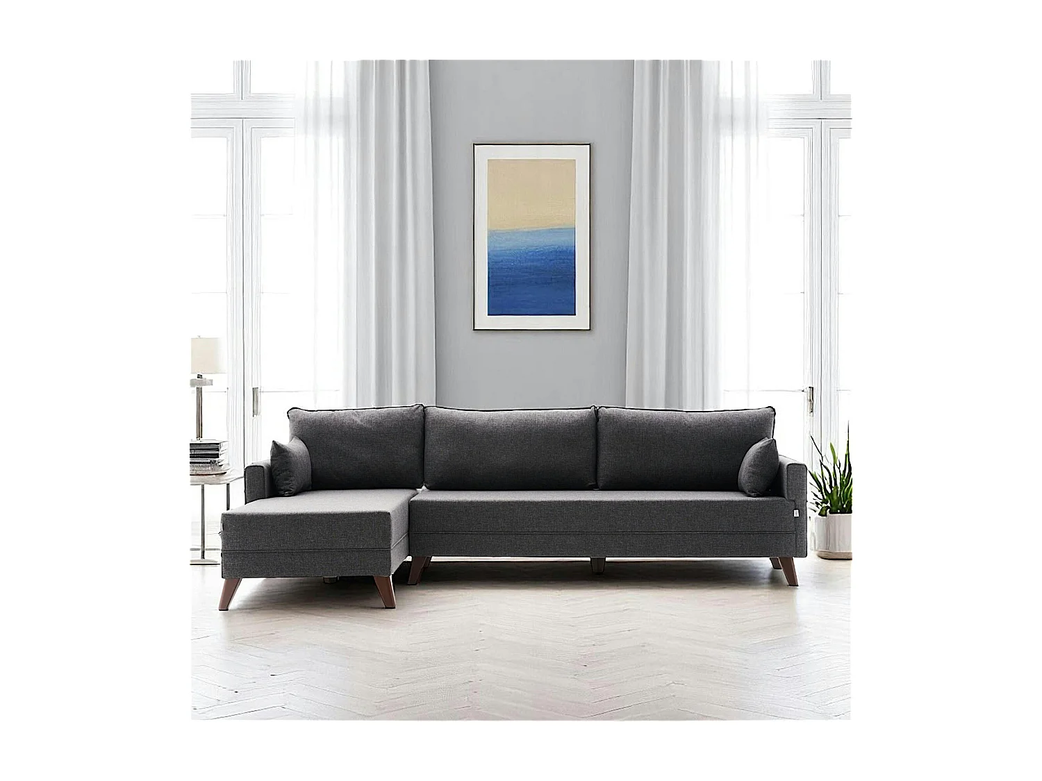 Canapé d'angle anthracite - 275 cm, côté gauche SPLIT