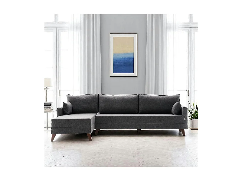 Canapé d'angle anthracite - 275 cm, côté gauche SPLIT