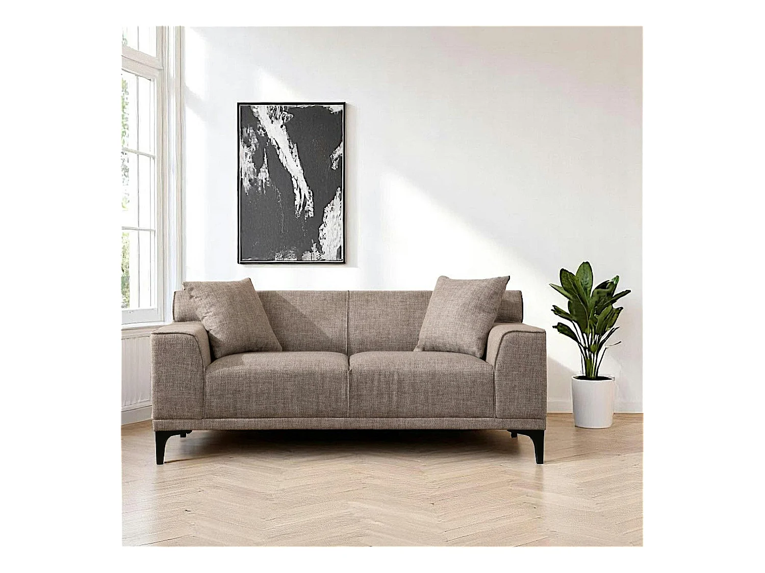 Canapé 2 places brun taupe - accoudoirs larges ORSAY