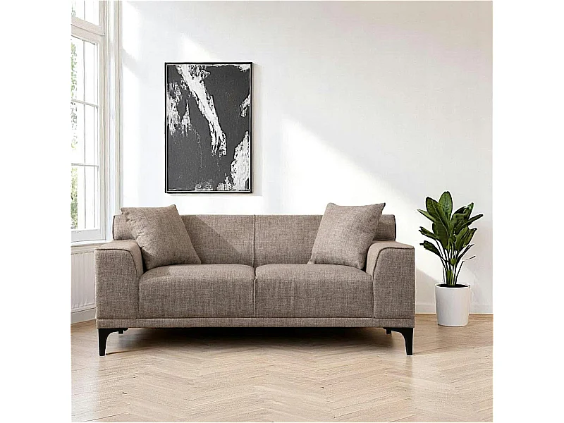 Canapé 2 places brun taupe - accoudoirs larges ORSAY