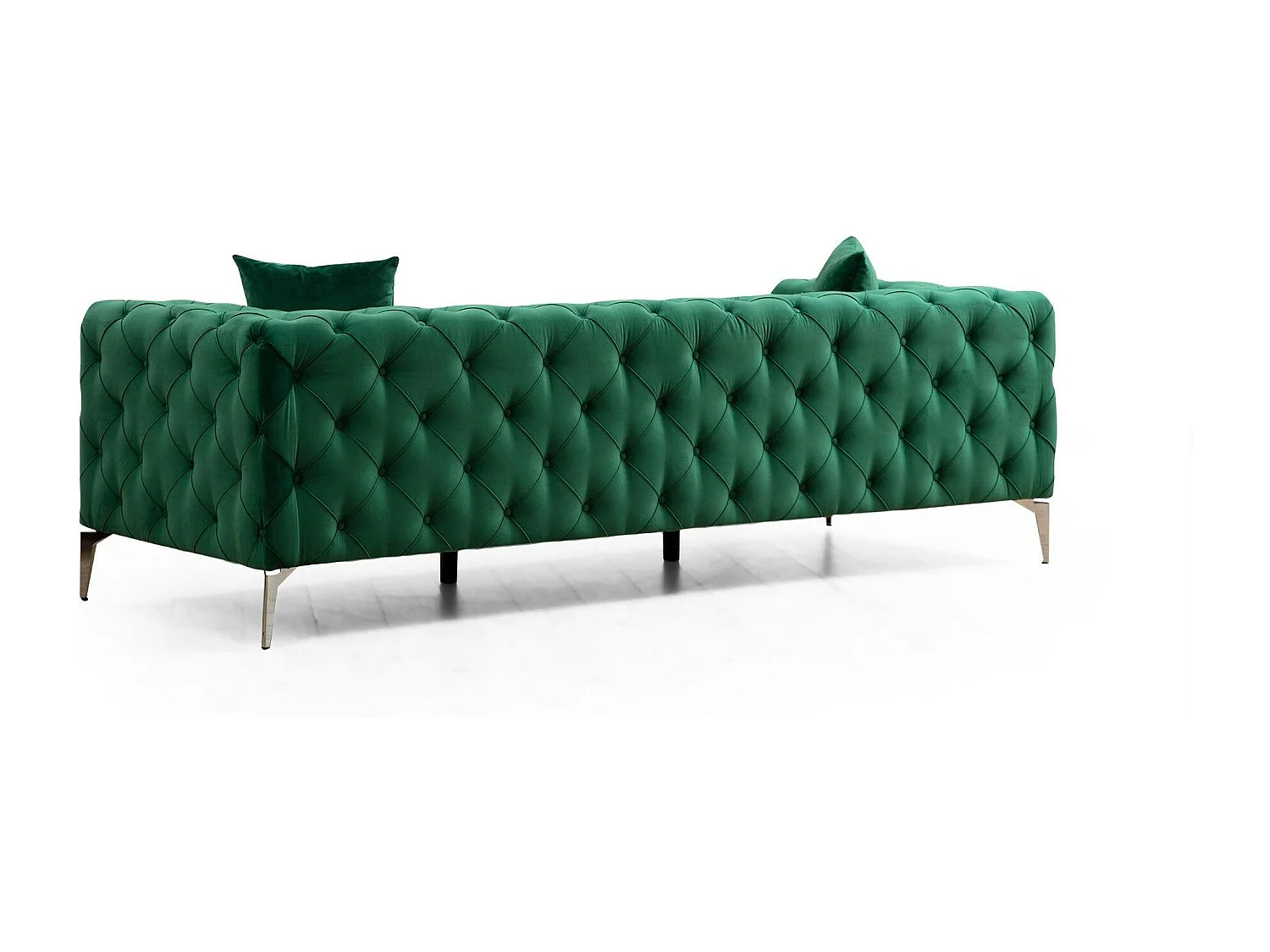 Canapé 3 places vert en velours capitonné DOVER