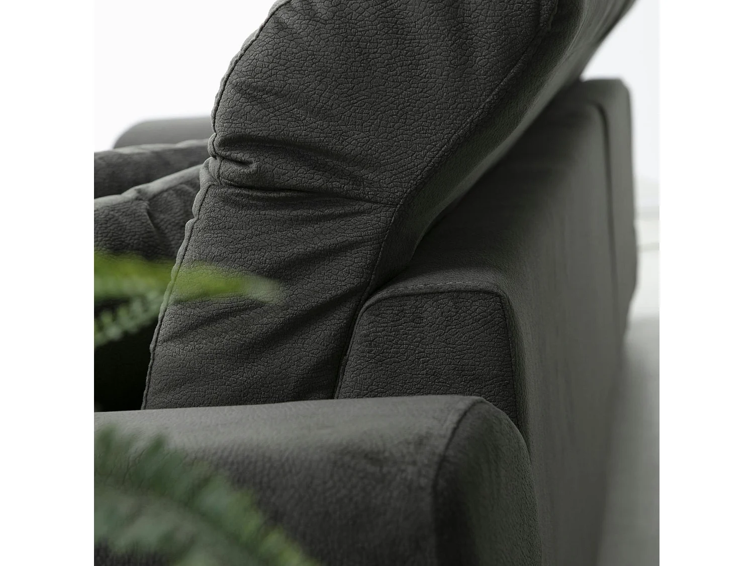 Canapé d'angle anthracite - dossier inclinable, côté droit MILO