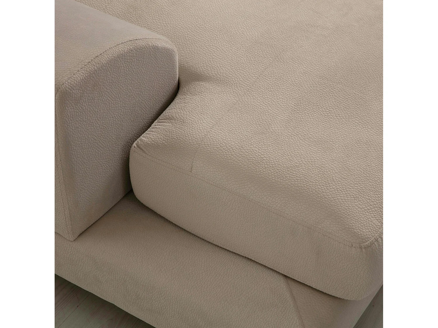 Canapé d'angle écru - dossier inclinable, côté droit MILO