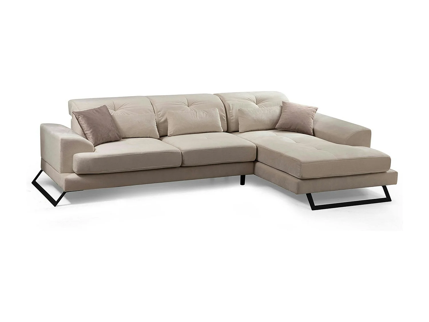 Canapé d'angle écru - dossier inclinable, côté droit MILO