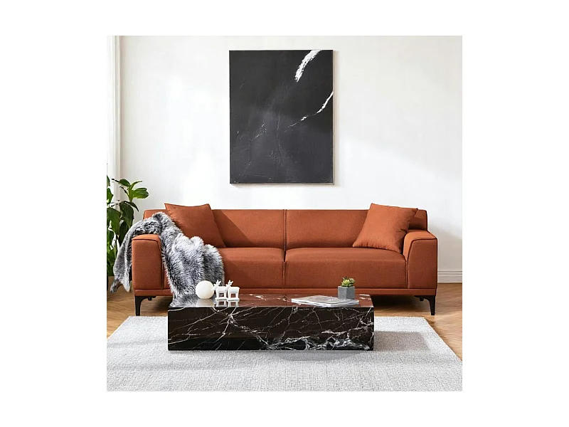 Canapé 3 places rouille - accoudoirs larges ORSAY