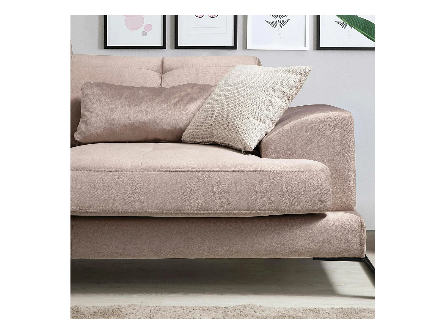 Canapé d'angle beige - dossier inclinable, côté droit MILO